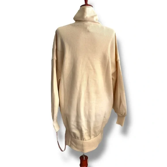 Choosy Cream Turtleneck Oversized Balloon Sleeve Boyfriend Sweater - Picture 4 of 10